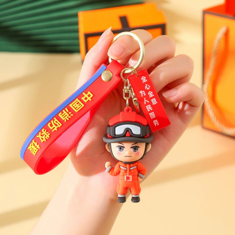 Army Day Cartoon Car Key Chain Tribute Holiday Gifts Fire Fighting Festival Activities Commemorative Promotional Gifts - Image 1