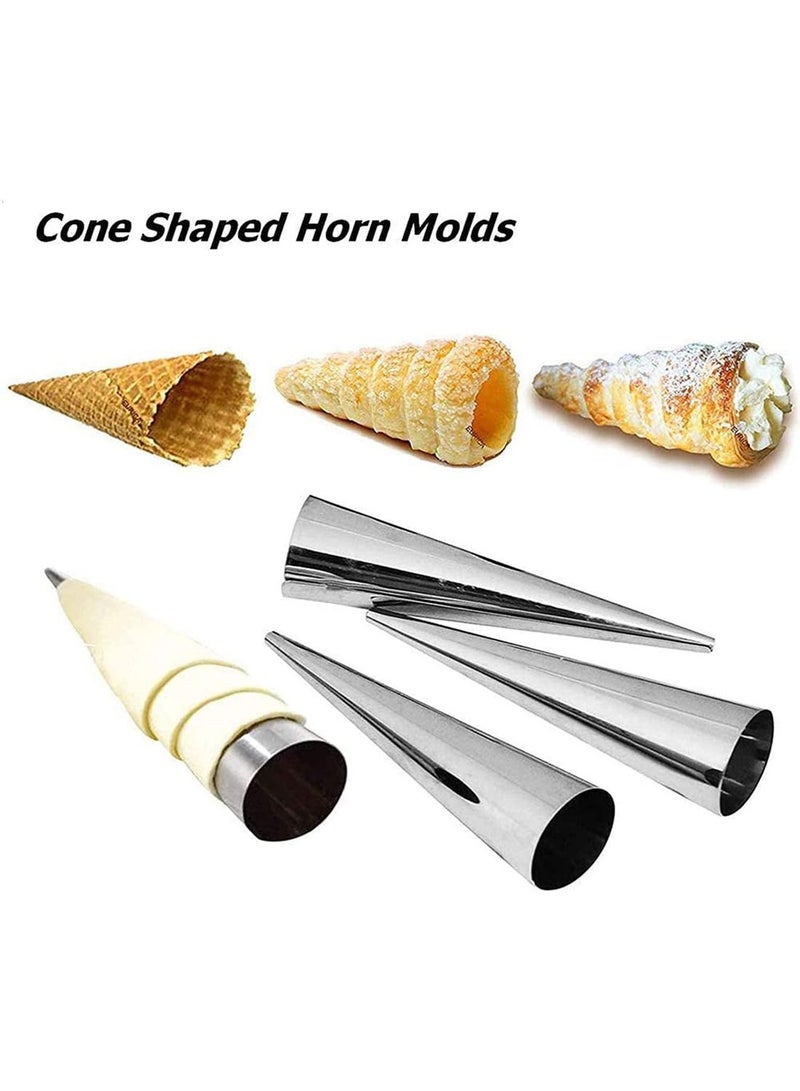 A Set Of 14 Stainless Steel Funnels With A Cylindrical And Conical Design For Preparing Waffle, Puff Pastry And Croissant Pastries - Image 5