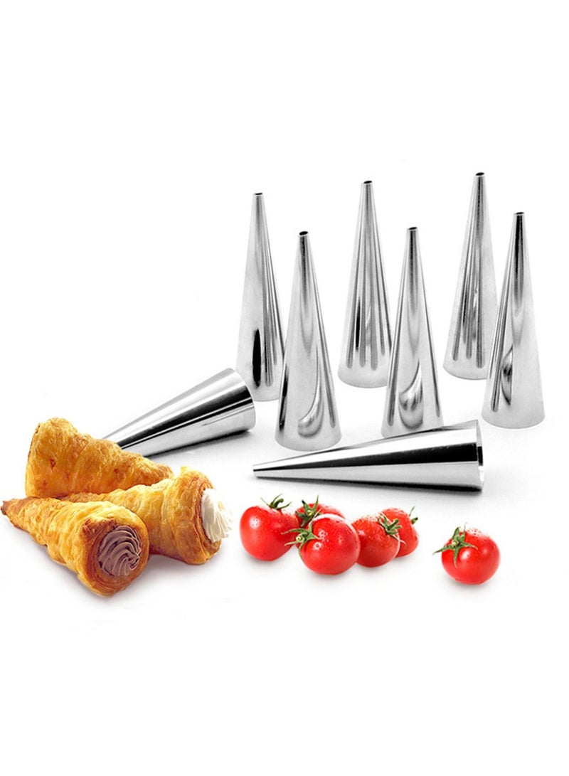 A Set Of 14 Stainless Steel Funnels With A Cylindrical And Conical Design For Preparing Waffle, Puff Pastry And Croissant Pastries - Image 3