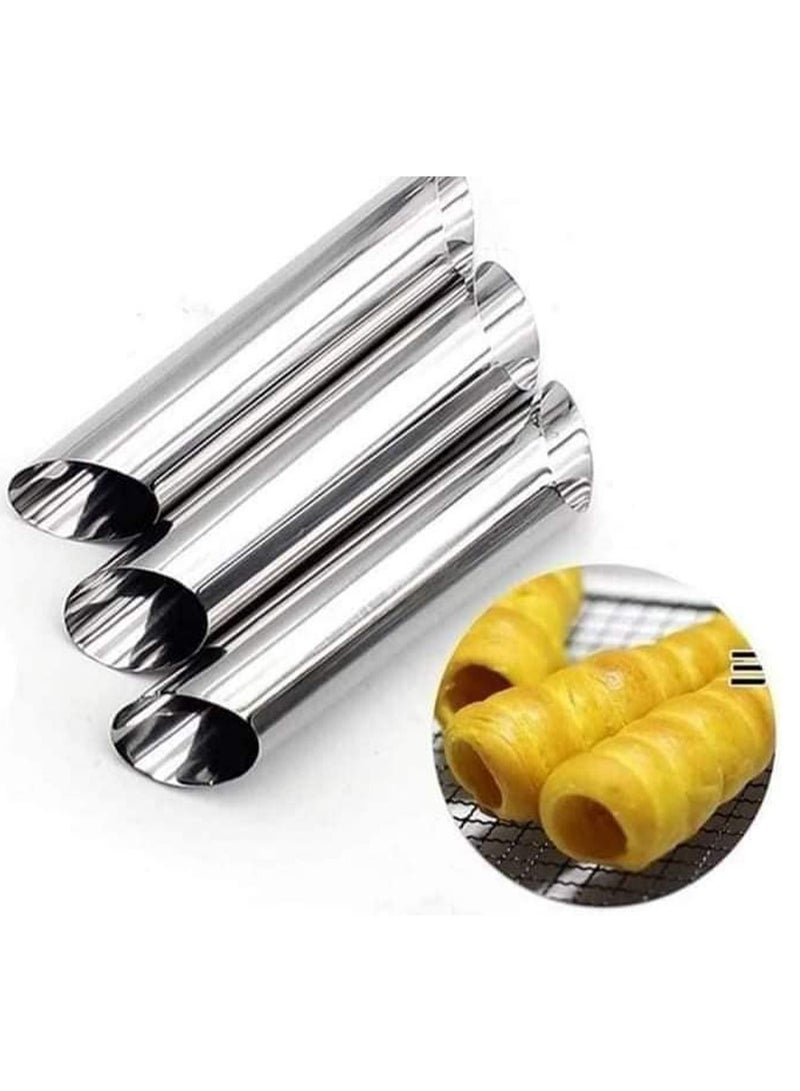 A Set Of 14 Stainless Steel Funnels With A Cylindrical And Conical Design For Preparing Waffle, Puff Pastry And Croissant Pastries - Image 4