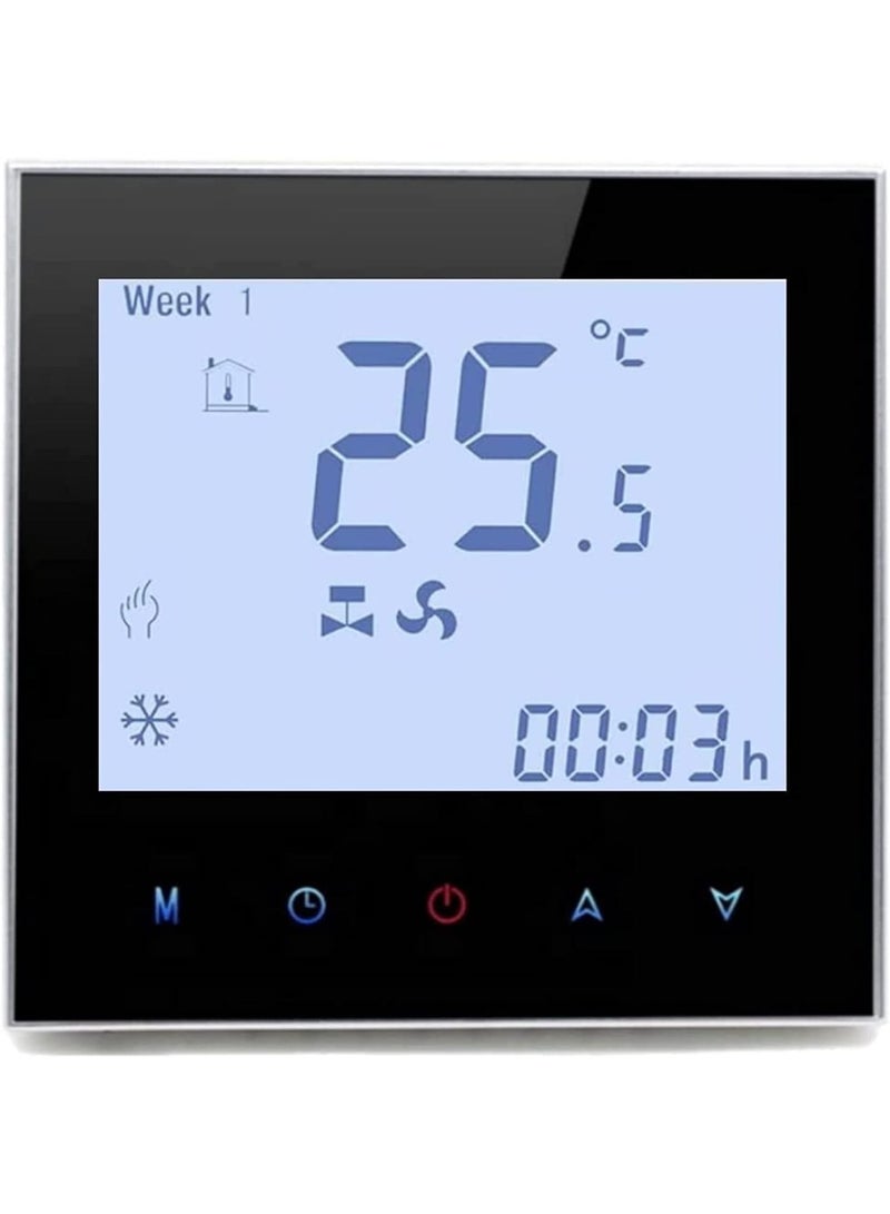 melfi Wifi Programmable Room AC Smart Thermostat | Energy Saving FCU Central Air Conditioner Touch Controller 95-240VAC with Alexa Echo Google Home IFTTT Support (Black with Silver Frame) - Image 5
