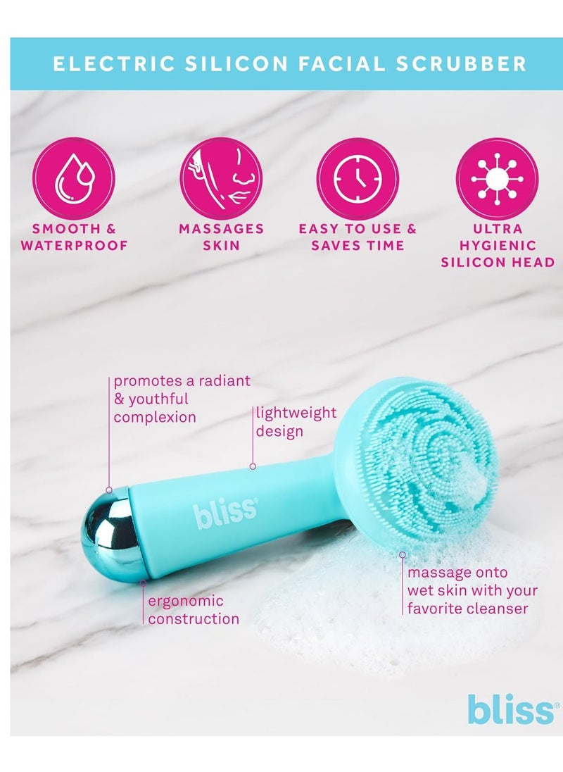 BLISS Bliss Facial Cleansing Brush - Electric Silicone Face Scrubber - Facial Massaging and Rejuvenating Skin Scrubber with 4 Modes, Size, Light Blue  - Image 2