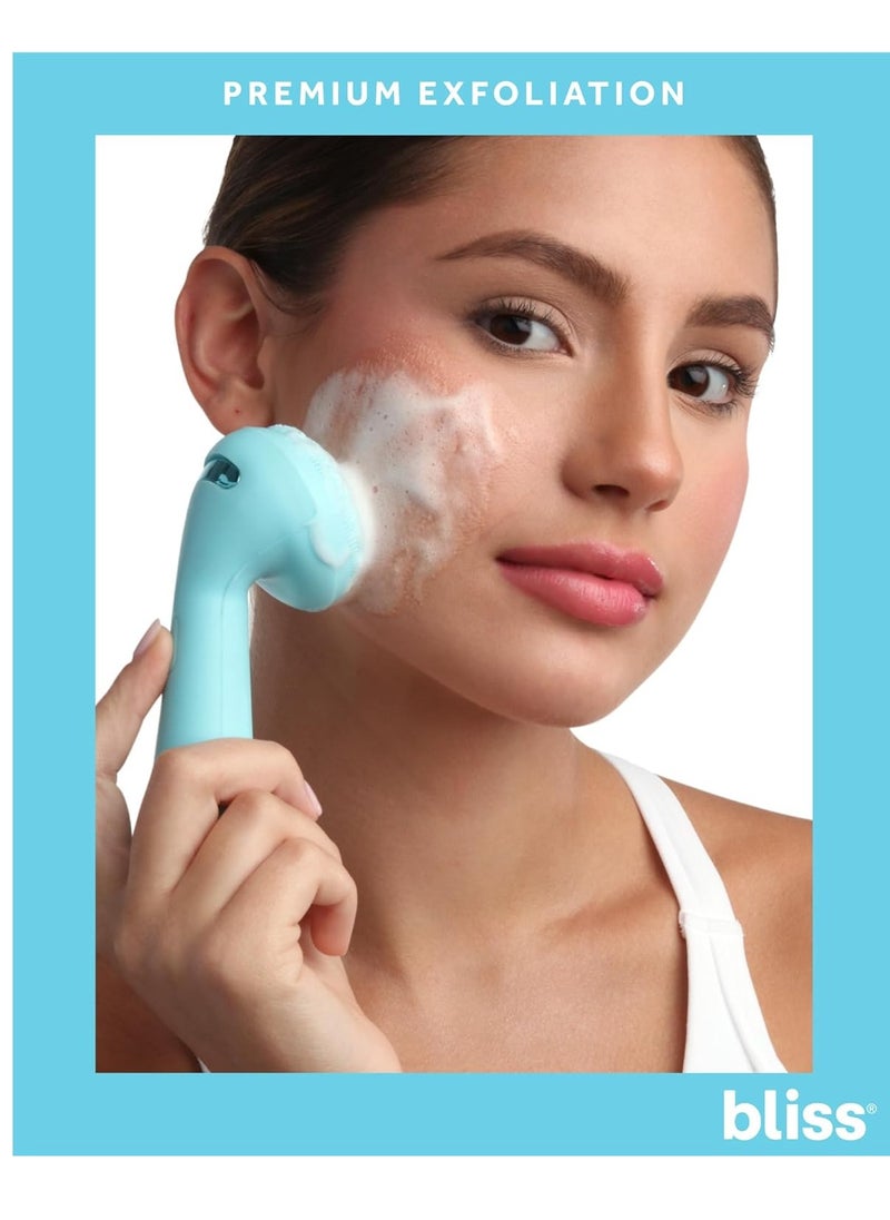 BLISS Bliss Facial Cleansing Brush - Electric Silicone Face Scrubber - Facial Massaging and Rejuvenating Skin Scrubber with 4 Modes, Size, Light Blue  - Image 3