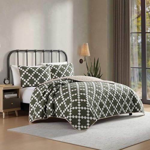 Eddie Bauer Quilt Set Super Soft Bedding with Matching Sham Silky Smooth Breathable Classic Home Essentials Diamond Floral Green FullQueen - Image 3