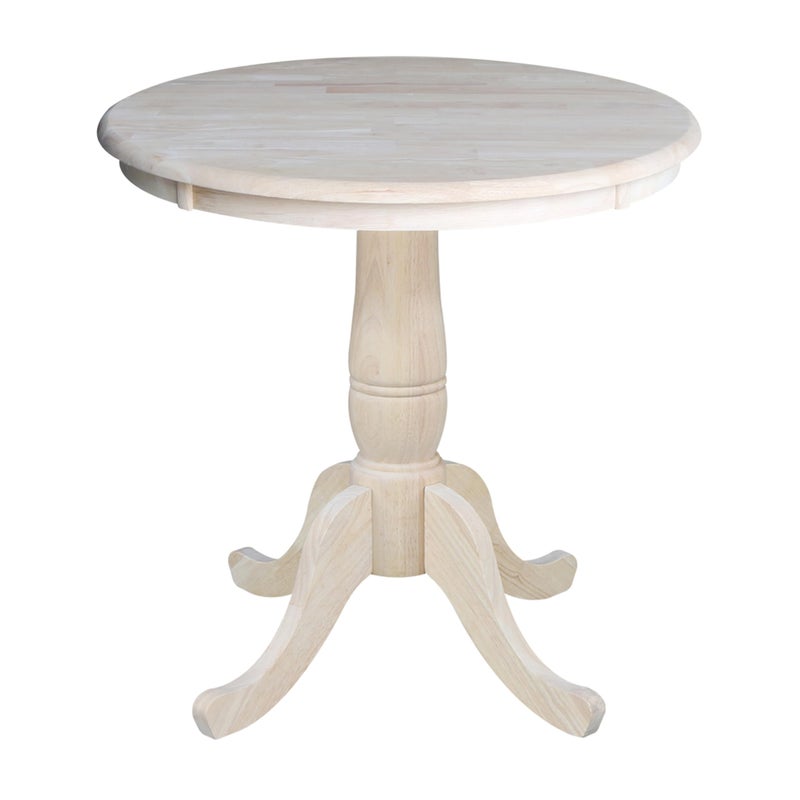 IC INTERNATIONAL CONCEPTS طاولة طعام بيدستال دائرية من إنترناشونال كونسيبتس 30 بوصة من الخشب الصلب باراود متينة الأبعاد 30 سم عمق × 30 سم عرض × 288 سم ارتفاع جاهزة للدهان أو التلوين غير مكتملة