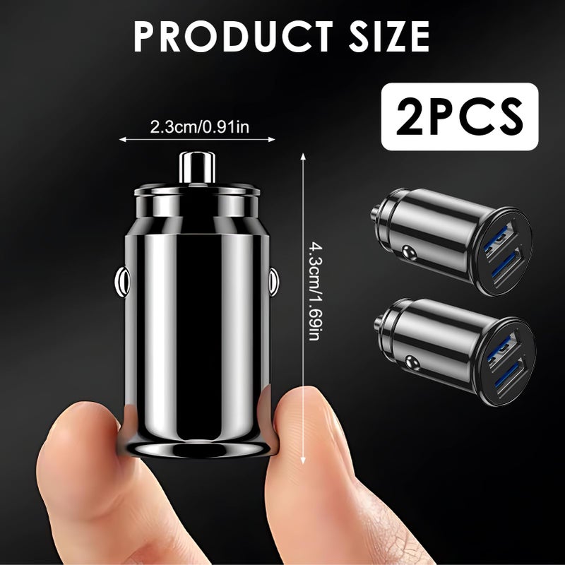 CJMUQHEHH 2 Pcs USB Car Charger, 15 W/3.1A Fast Car Charger Mini Cigarette USB Adapter Quick Charge for iPhone 17 Pro/16/15/14/13/12, Samsung Galaxy S25/S24/S23/S22/S21/A17/A16/A56/A55/A36【black】 - Image 2