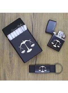Ada Lazer Personalized Libra Metal Cigarette Box, Zippo Lighter and Keychain Set  - Image 2