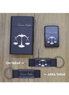 Ada Lazer Personalized Libra Metal Cigarette Box, Zippo Lighter and Keychain Set  - Image 3