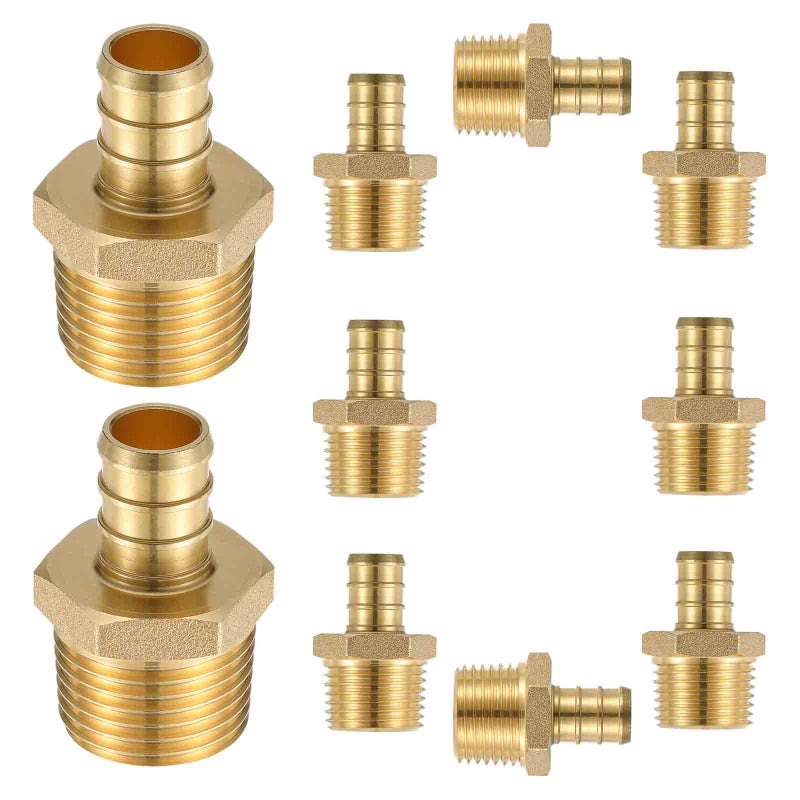 10 Pack Lidertik PEX Fittings 12 Inch Male NPT Adapter 12 PEX F1807 to 12 NPT Male Threaded Adapter Brass