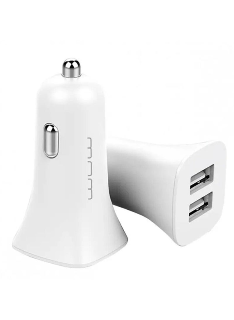 WUW 2.4A Fast Dual USB Car Charger Set with Micro-USB Cable  - Image 1