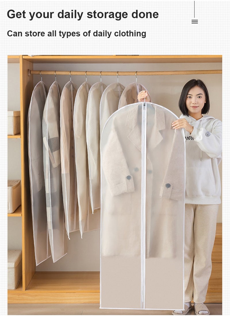 Beauenty 5 Pack Hanging Garment Bags Dustproof Clothes Cover with Zipper Long Plastic Storage Cover Breathable Thicken Suit Dust Cover Sealed Clothes Protector for Dress Gowns Coats Sweater（60CM*120CM）  - Image 4