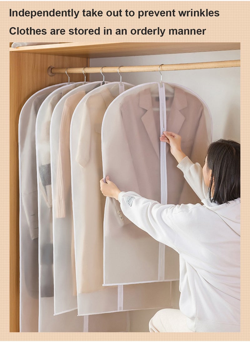Beauenty 5 Pack Hanging Garment Bags Dustproof Clothes Cover with Zipper Long Plastic Storage Cover Breathable Thicken Suit Dust Cover Sealed Clothes Protector for Dress Gowns Coats Sweater（60CM*120CM）  - Image 3