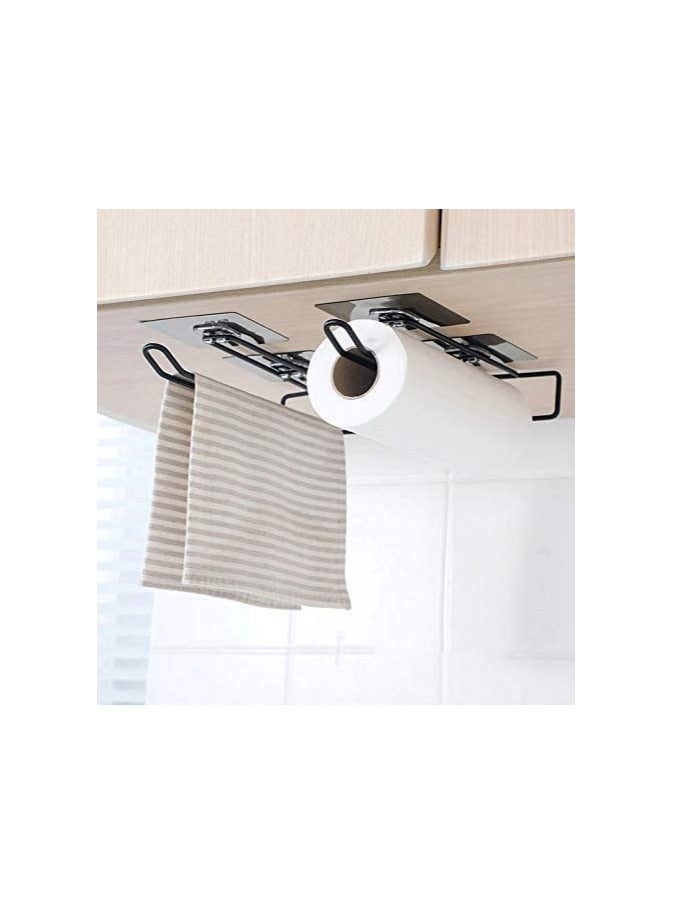 Self Adhesive Wall Mounted 3in1 Towel Holder Tissue Paper Rack Wine Glass Holder No Drilling 1Pc - Image 4