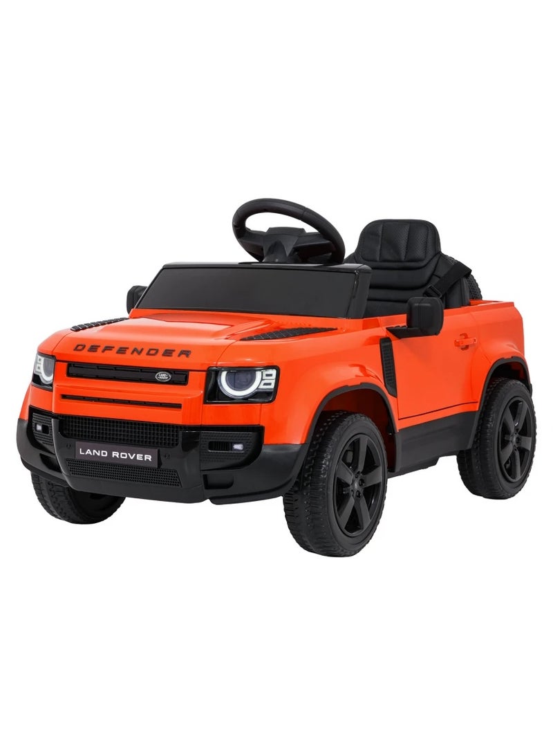 Land Rover Defender Licensed 12V Electric Ride-On Car with Remote Control, Orange - Image 1