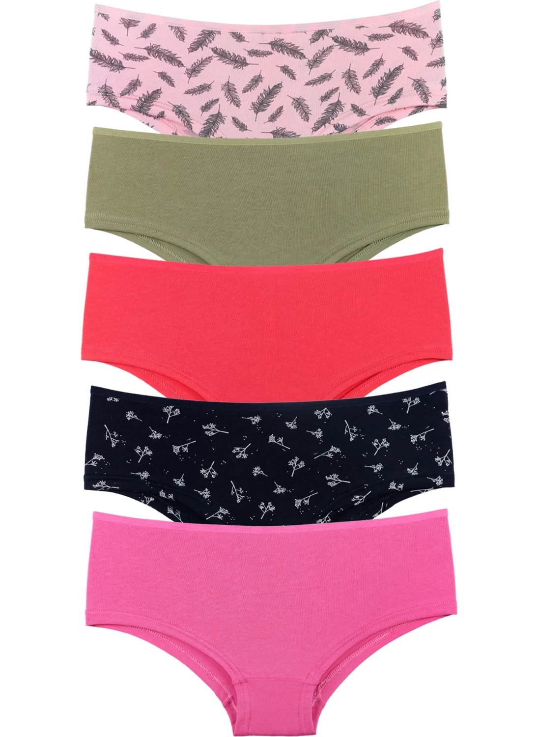 Sensu Women's High Waist Slip Mixed Colors 5-Pack Panties - KTS1143