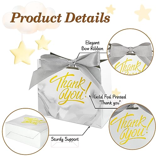 DOYIDE 100 Pack Small Thank You Gift Bags, 4.5x1.8x3.9in Party Favor Bags Boxes with Bow Ribbon, Small Paper Gift Bags with Gold Foil Printed, Mini Candy Treat Bags for Birthday Wedding Party Holiday - Image 3