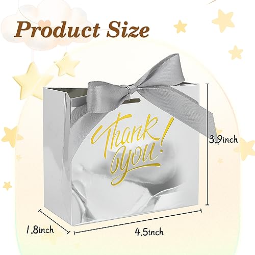 DOYIDE 100 Pack Small Thank You Gift Bags, 4.5x1.8x3.9in Party Favor Bags Boxes with Bow Ribbon, Small Paper Gift Bags with Gold Foil Printed, Mini Candy Treat Bags for Birthday Wedding Party Holiday - Image 4