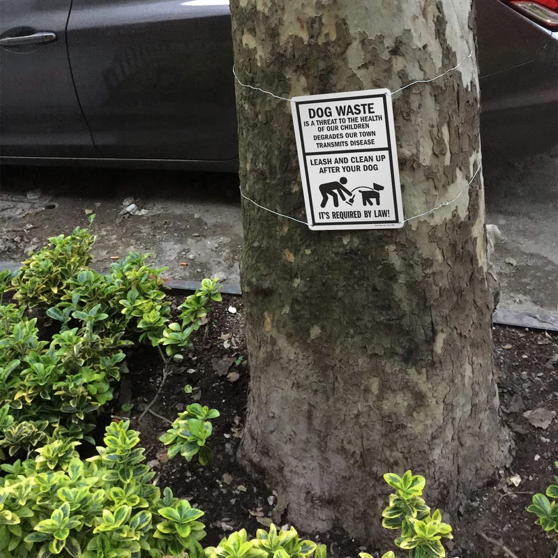 SmartSign 14 x 10 inch â€œDog Waste Is A Threat - Leash And Clean Up After Your Dogâ€ Metal Sign, 40 mil Laminated Rustproof Aluminum, Black and White, Made in USA - Image 3