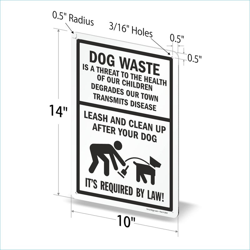 SmartSign 14 x 10 inch â€œDog Waste Is A Threat - Leash And Clean Up After Your Dogâ€ Metal Sign, 40 mil Laminated Rustproof Aluminum, Black and White, Made in USA - Image 5