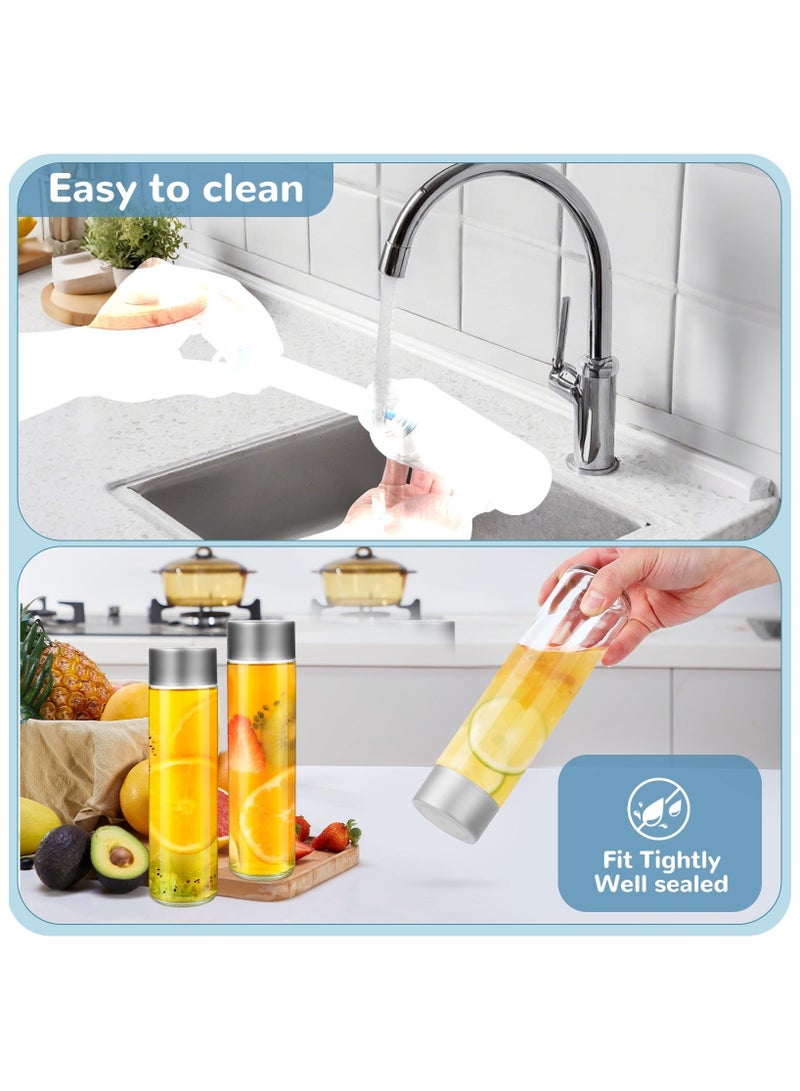 كيلا عبوة من 6 زجاجات عصير زجاجية سعة 16 أونصة بأغطية فضية - زجاجات مشروبات قابلة لإعادة الاستخدام سعة 500 مل للمياه والعصائر والمشروبات - تتضمن فرشاة تنظيف وملصقات - Image 3