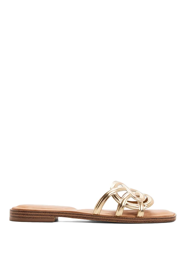 Gwalissi Ladies Gold Flat Sandals