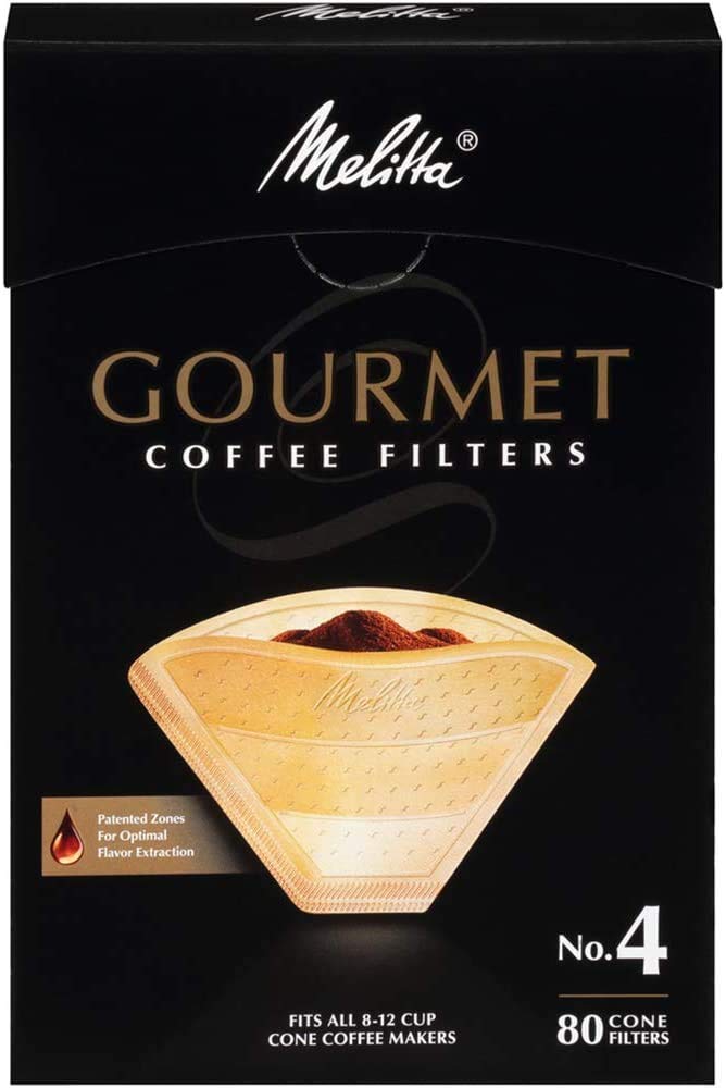 Melitta Melitta 4 Gourmet Cone Coffee Filters Unbleached Natural Brown 80 Count Pack of 6 480 Total Filters Count