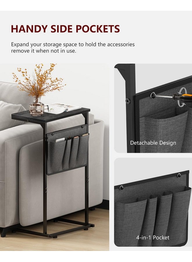 Vantic Vantic C Shaped End Table, Small Side Table for Couch and Recliner, Slide Under Sofa Tray Desk with Storage Bag for Living Room and Bedroom, Deep Grey  - Image 5