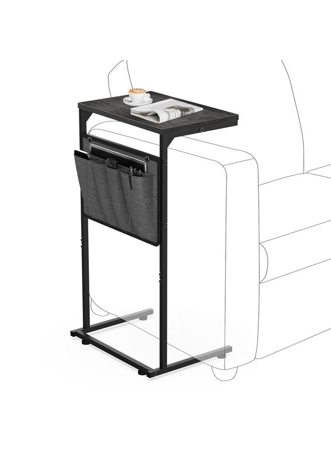 Vantic Vantic C Shaped End Table, Small Side Table for Couch and Recliner, Slide Under Sofa Tray Desk with Storage Bag for Living Room and Bedroom, Deep Grey  - Image 1