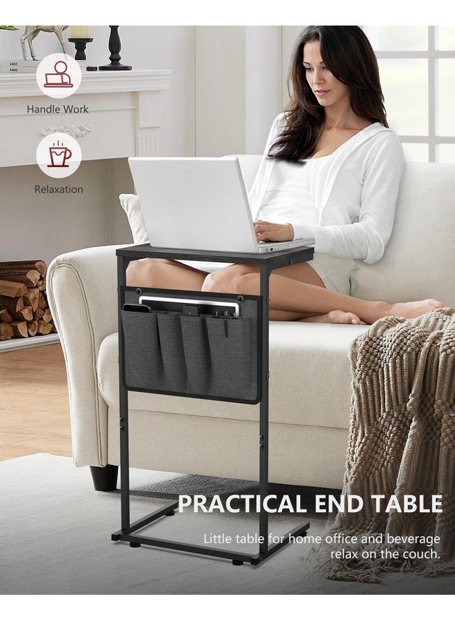 Vantic Vantic C Shaped End Table, Small Side Table for Couch and Recliner, Slide Under Sofa Tray Desk with Storage Bag for Living Room and Bedroom, Deep Grey  - Image 3