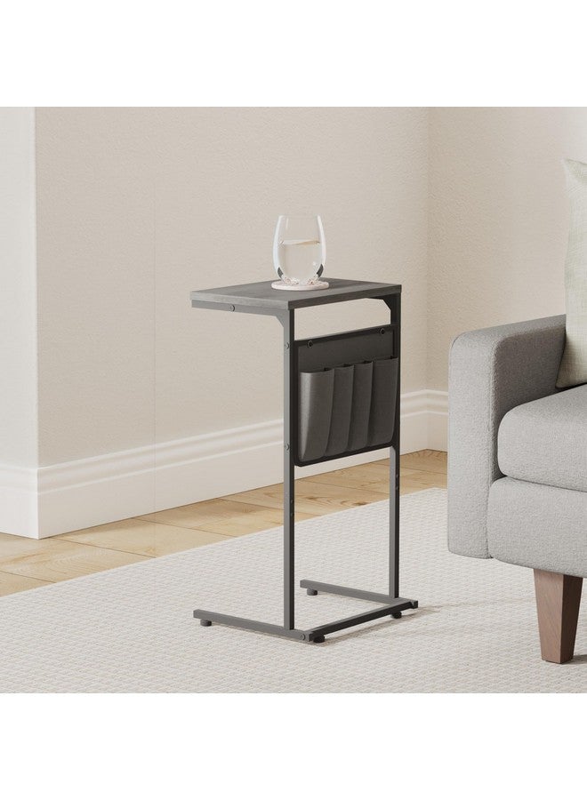 Vantic Vantic C Shaped End Table, Small Side Table for Couch and Recliner, Slide Under Sofa Tray Desk with Storage Bag for Living Room and Bedroom, Deep Grey  - Image 2