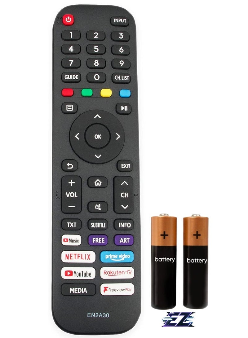 PopZa Remote Control Suitable for Hisense 4K UHD TV EN2A30 55A7300F 65A7300F 43AE7200F 50AE7200F 55AE7200F 65AE7200F 55AE7400 65AE7400 43A7500F 6500F 65A7500F 6500F A7500 with battery - Image 1