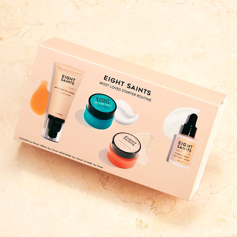 Eight Saints Skincare Most Loved Skincare Set, Face Wash, Vitamin C Face Serum, Niacinamide Anti Aging Cream, Lip Mask, Gift Set - Image 2