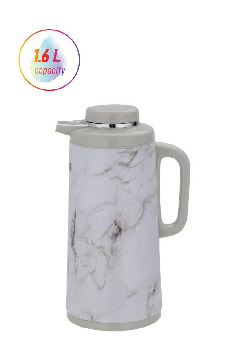 DELCASA قارورة تفريغ مزدوجة الجدار سعة 1600 مل | جسم خارجي معدني عالي الجودة | جزء داخلي من الزجاج الوردي خالٍ من الأسبستوس | محمولة ومقاومة للتسرب - Image 1