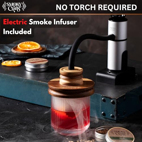 Smoky Crafts Acacia Whiskey Smoker Kit with Smoking Gun and Wood Chips (Apple & Cherry) - Drink Smoker Kit - Cocktail Smoke Set - Whiskey Gifts for Men - Image 5