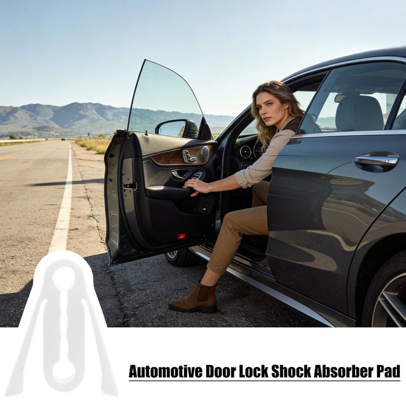 White Car Door Latch Protector 4PCS Adhesive Shock Absorber Noise Reduction Kit - Image 3