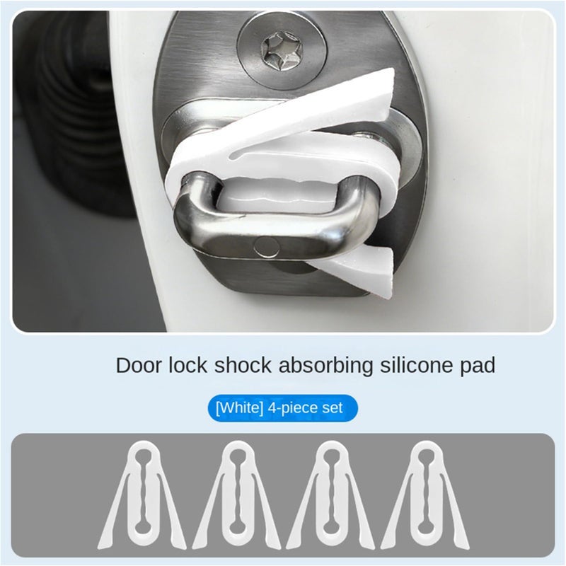 White Car Door Latch Protector 4PCS Adhesive Shock Absorber Noise Reduction Kit - Image 5
