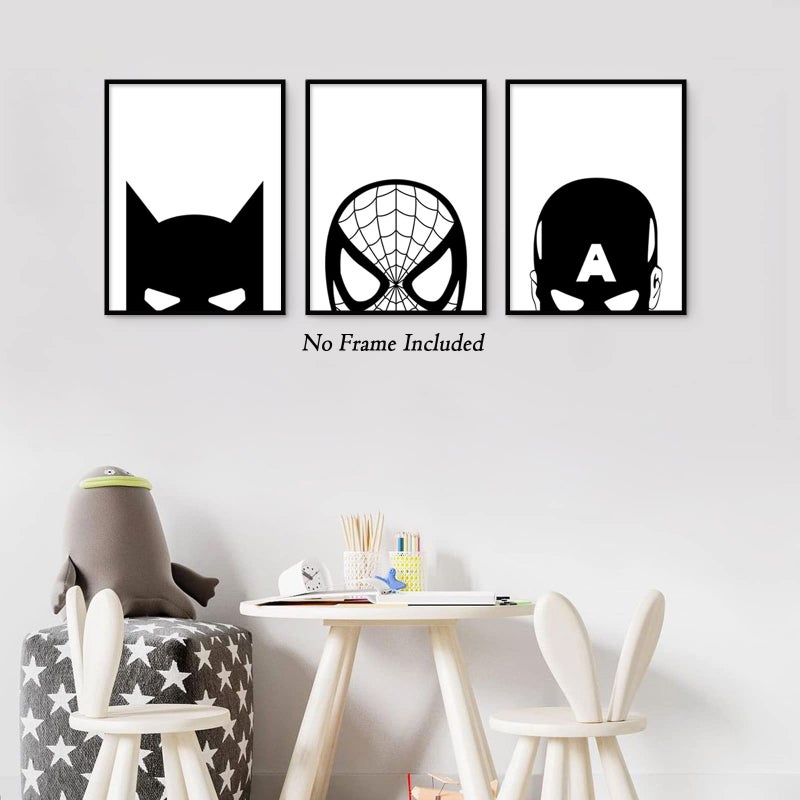 Pennclys Superhero Spiderman Canvas Wall Art Black and White Nursery Wall Art Superhero Posters Spiderman Pictures Painting Wall Decor Superhero Poster for Kids Boy Room 12x16x3 Inch Unframed - Image 4