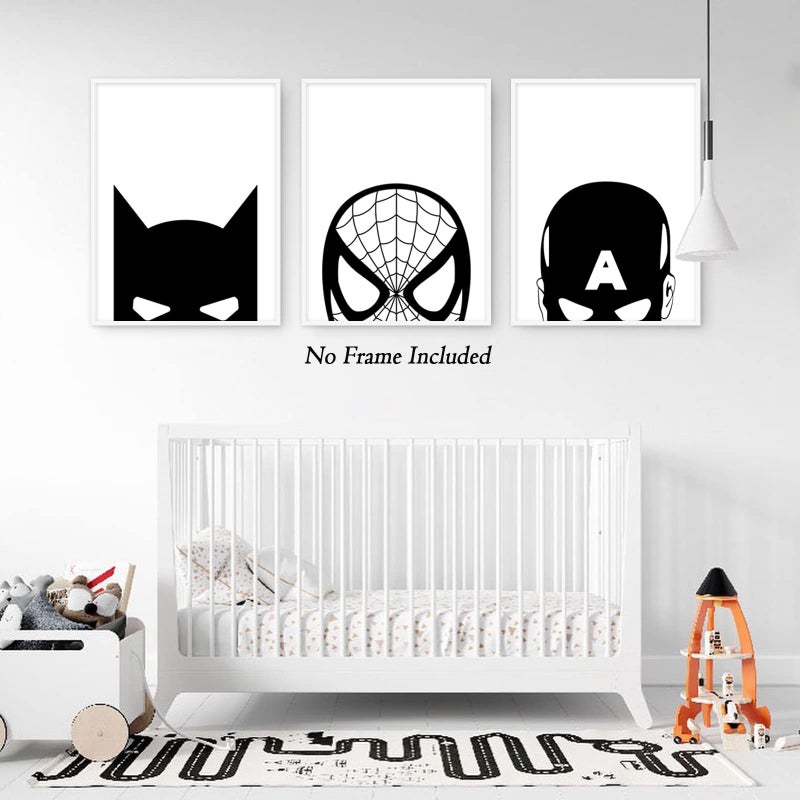 Pennclys Superhero Spiderman Canvas Wall Art Black and White Nursery Wall Art Superhero Posters Spiderman Pictures Painting Wall Decor Superhero Poster for Kids Boy Room 12x16x3 Inch Unframed - Image 3