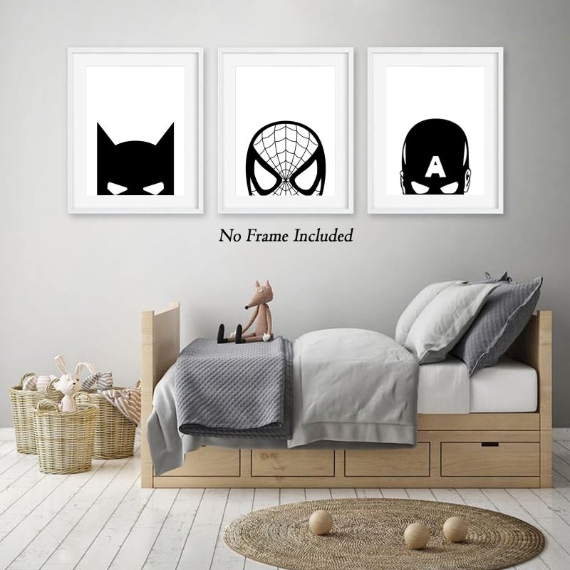 Pennclys Superhero Spiderman Canvas Wall Art Black and White Nursery Wall Art Superhero Posters Spiderman Pictures Painting Wall Decor Superhero Poster for Kids Boy Room 12x16x3 Inch Unframed - Image 5