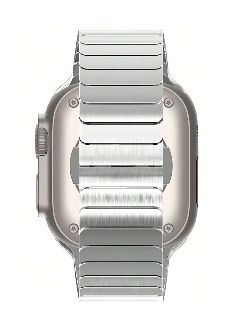 ELTRAZONE - Stainless Steel Band for Apple Watch Ultra Band  Metal Strap with Folding Clasp for Apple Watch Series 8 7 6 5 4 3 2 1 for Men (Black, 49mm 45mm 44mm 42mm) - Image 1
