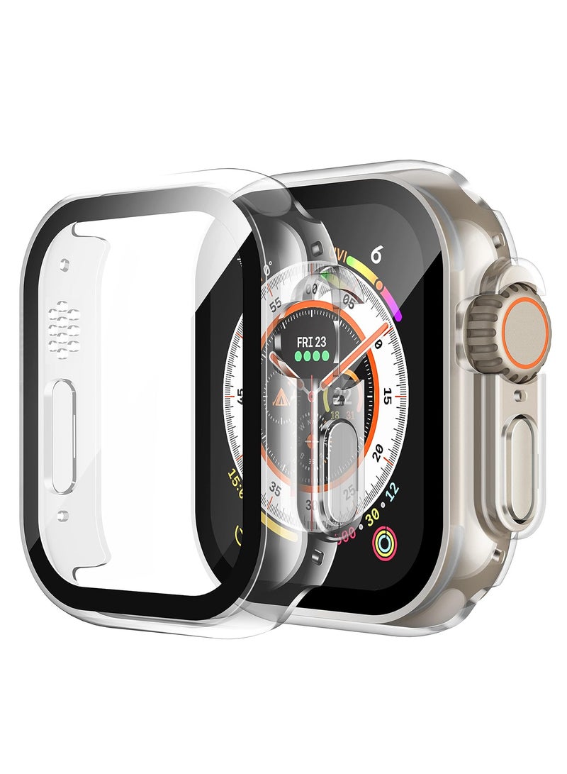 Case Compatible with Apple Watch Ultra 2 /Ultra 49mm Tempered Glass Screen Protector, Ultra-Thin Hard PC Shockproof All-Around Bumper Shell Protective Cover for iWatch Ultra 2 49mm-Clear - Image 1