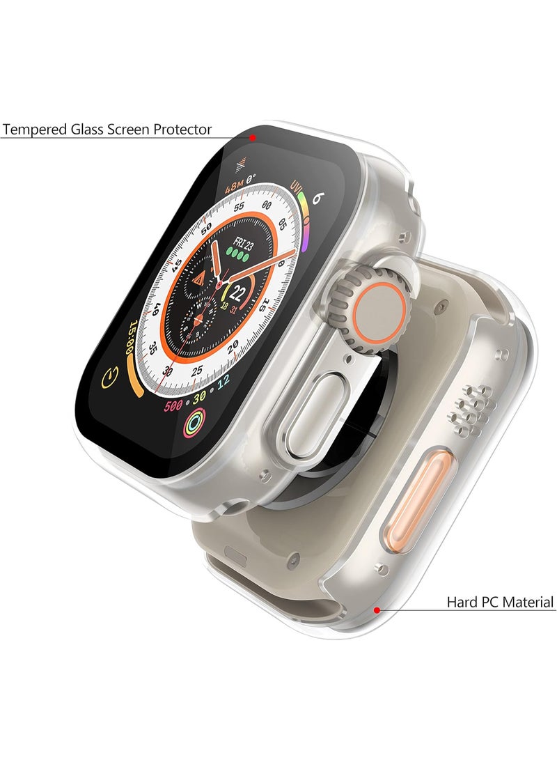 Case Compatible with Apple Watch Ultra 2 /Ultra 49mm Tempered Glass Screen Protector, Ultra-Thin Hard PC Shockproof All-Around Bumper Shell Protective Cover for iWatch Ultra 2 49mm-Clear - Image 2
