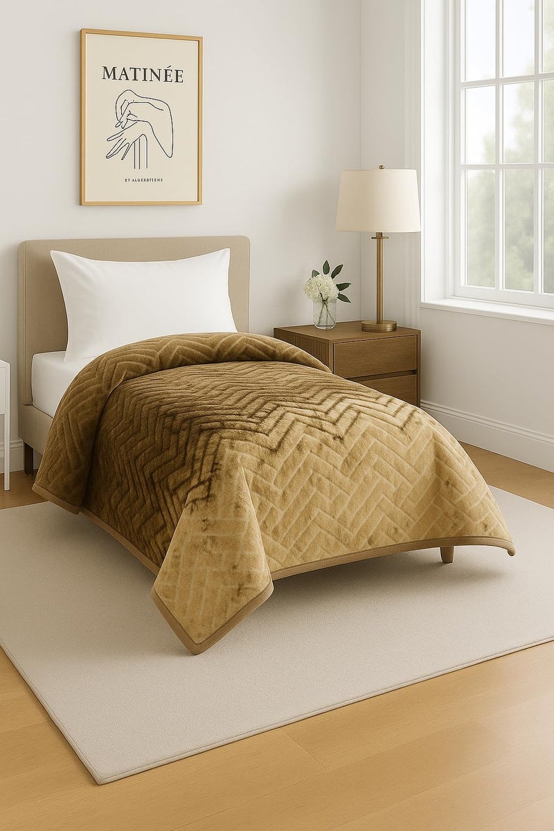 Nivasam Premium Single Bed Mink Blanket | 1.6 kg | Ultra-Soft | Plush & Warm | Modern Designer Winter Blanket for All Seasons (Mocha Harmony) - Image 1