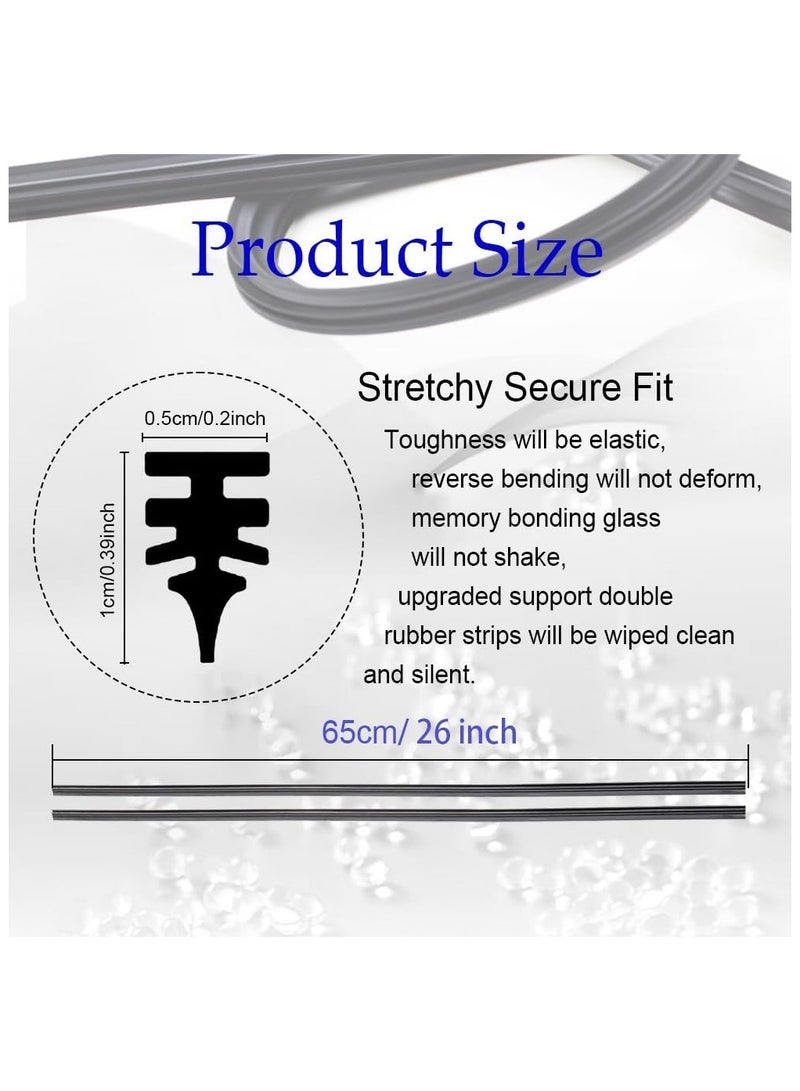 10Pcs Windshield Wiper Blades Refills, DIY Frameless Window Boneless Insert Silicone Strips, Automotive Replacement Windshield Wiper Blades for Most Vehicles (26 INCH) - Image 2