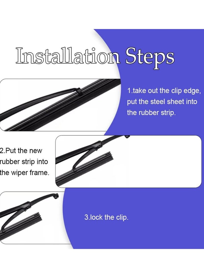 10Pcs Windshield Wiper Blades Refills, DIY Frameless Window Boneless Insert Silicone Strips, Automotive Replacement Windshield Wiper Blades for Most Vehicles (26 INCH) - Image 4