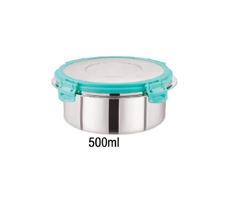 Foliam Leak Proof Click and Seal Lock Stainless Steel Storage/Air Tight Tiffin Container/Lunch Container with lid (Fusion 250+ 500ml) - Image 4