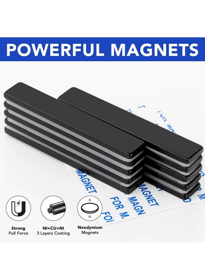 MIKEDE Neodymium Magnets, 5 Pack Black Super Strong Magnets Bar, Waterproof Heavy Duty Magnet with Adhesive Backing, Rare Earth Small Magnet Strips for Fridge, DIY, Craft, Science - 60x10x3 mm - Image 3