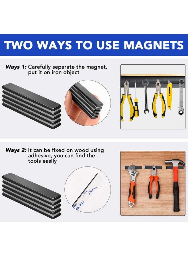 MIKEDE Neodymium Magnets, 5 Pack Black Super Strong Magnets Bar, Waterproof Heavy Duty Magnet with Adhesive Backing, Rare Earth Small Magnet Strips for Fridge, DIY, Craft, Science - 60x10x3 mm - Image 1