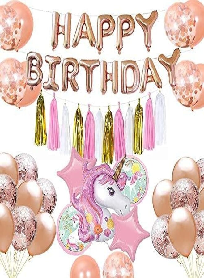 Secret 40 Pcs Unicorn Birthday Party Decorations Unicorn Balloon Happy Birthday Balloon Banner Foil Pentag