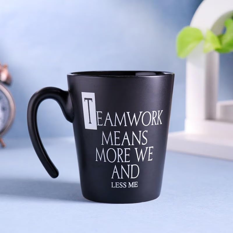 Floweraura Printed Black Ceramic Coffee Mug - Image 1
